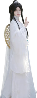 Adult Xie Lian Cosplay Hanfu Costume, White Cotton Robe, Ancient Chinese Style