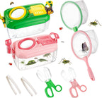 2 Sets Bug Catcher for Kids, Bug Catching Kit Gifts with Butterfly Net Toys | Built-in Magnifying Glass Bugs Box, Kids Camping Toys Bugs Collection Outdoor Explorer Kit for Age 3 4 5 6 7 8, Pink & Green