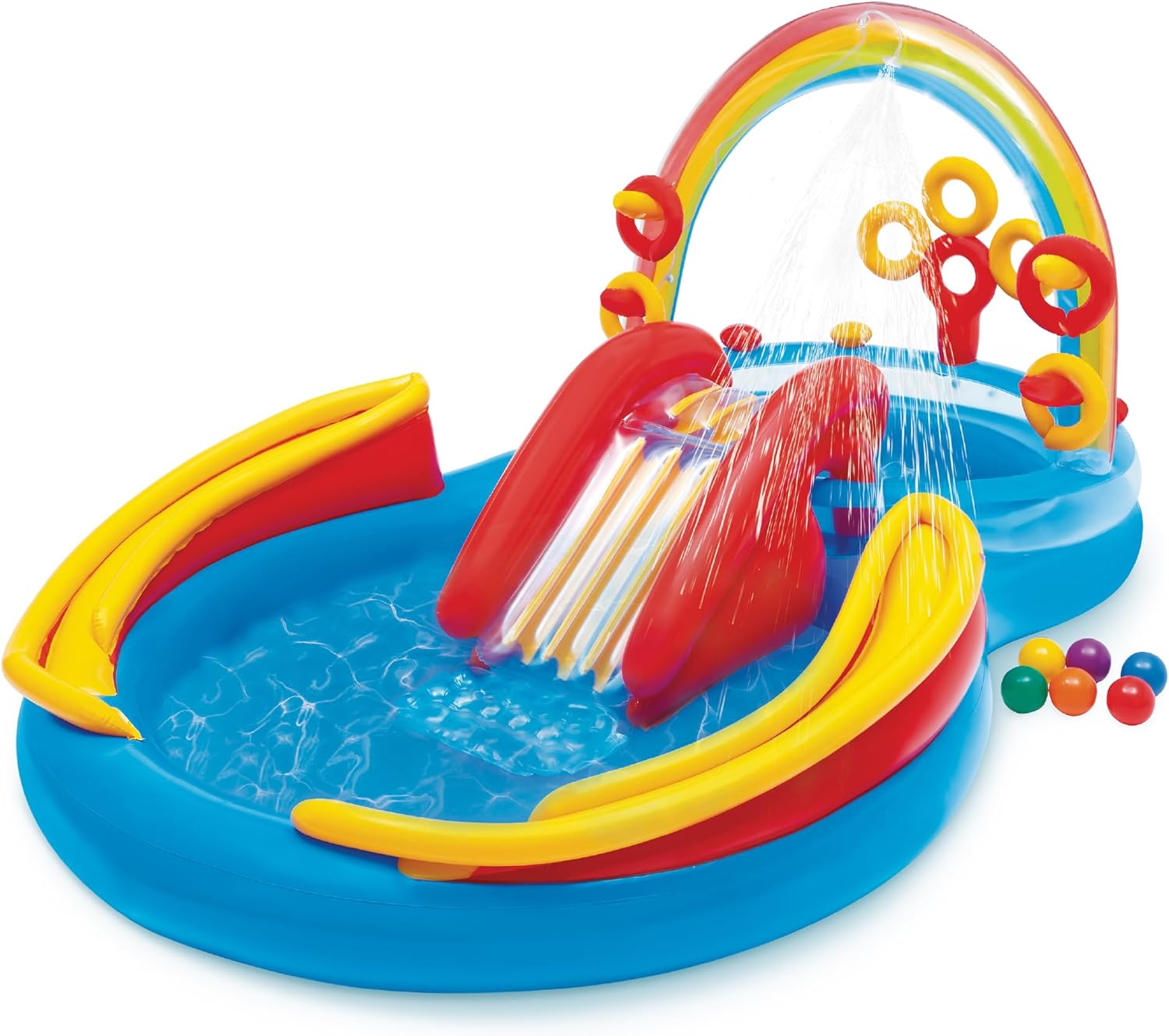 INTEX Dinoland Inflatable Swim Center & Kiddie Pool for Outdoor Play | 57135EP - Blow Up Water Park with Slide, Sprinkler, and Fun Games for Kids Ages 2 and Up