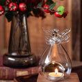 Clear Glass Angel Tealight Candle Holders Hanging Votive Candlestick Plants Flower Vase for Wedding Christmas Valentine Decor