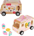 Fisher-Price Wood Ice Cream Truck Shape Sorter Set | 9 Wooden Pieces for Developmental Play, Toddler Toy for Kids Ages 18+ Months