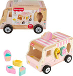 Fisher-Price Wood Ice Cream Truck Shape Sorter Set | 9 Wooden Pieces for Developmental Play, Toddler Toy for Kids Ages 18+ Months