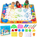 Water Doodle Mat - Kids Color Painting Toy, Gift Set for Toddlers 3-7 | Great Educational Water Doodle Mat - Toddler Painting Toy Gift with Fun Stencils, Magic Pens & Drawing Templates for Kids