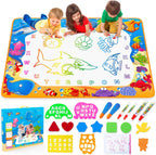 Water Doodle Mat - Kids Color Painting Toy, Gift Set for Toddlers 3-7 | Great Educational Water Doodle Mat - Toddler Painting Toy Gift with Fun Stencils, Magic Pens & Drawing Templates for Kids
