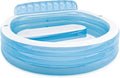 INTEX Round Family Lounge Inflatable Swimming Pool for Kids and Adults | 57190EP - Outdoor Backyard Swim Center with Built-In Bench & Drink Holders, 90in x 86in x 31in