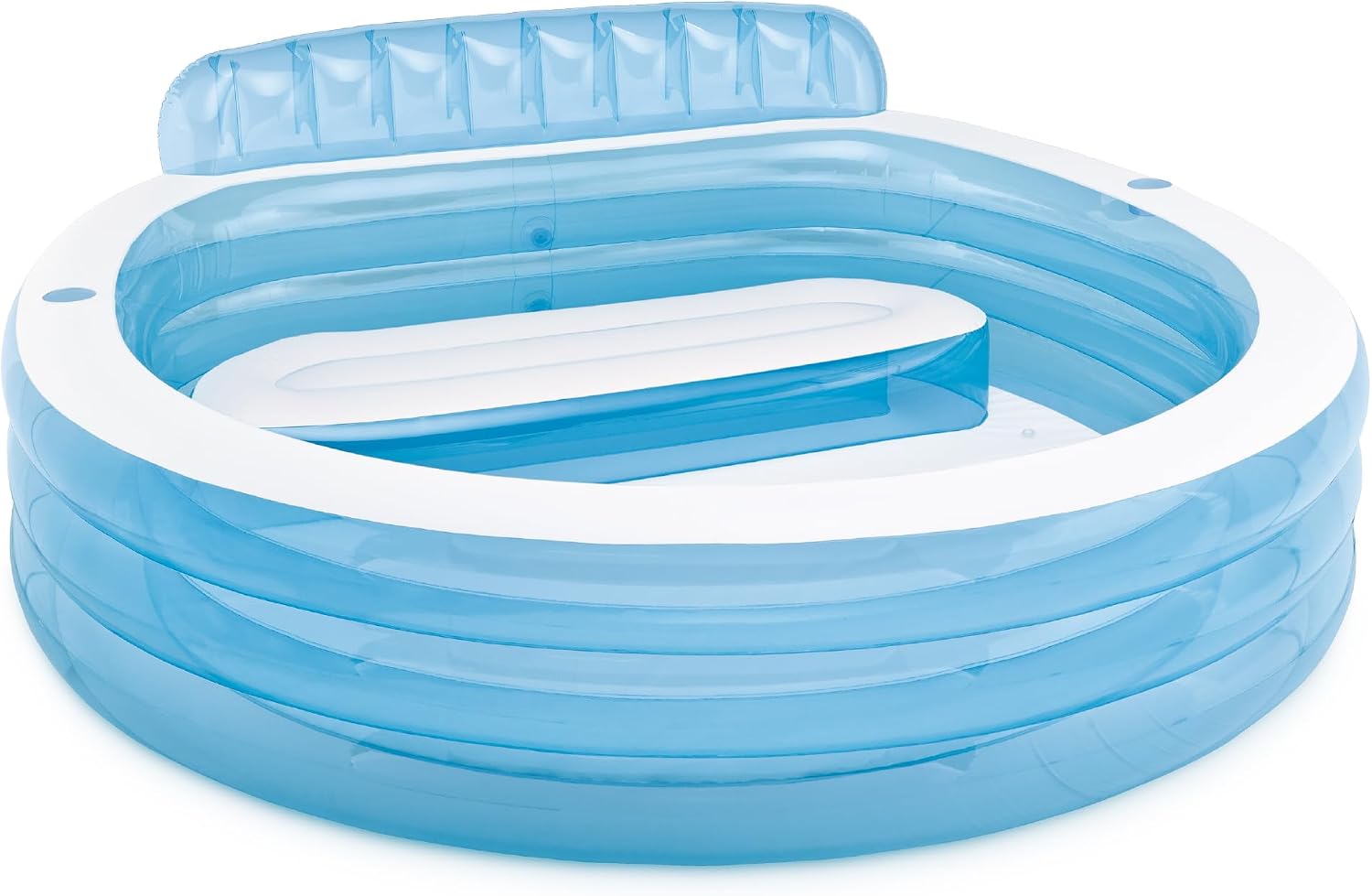 INTEX Round Family Lounge Inflatable Swimming Pool for Kids and Adults | 57190EP - Outdoor Backyard Swim Center with Built-In Bench & Drink Holders, 90in x 86in x 31in