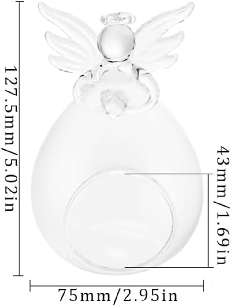 Clear Glass Angel Tealight Candle Holders Hanging Votive Candlestick Plants Flower Vase for Wedding Christmas Valentine Decor