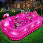 Inflatable Pool with Lights,Solar Flamingo Swimming Pool for Adults-Pink | StarOCean Inflatable Blow up Pool, Large Kiddie Pool,Durable Thickened Kids Pool for Backyard,Outdoor,100"X63"X20"