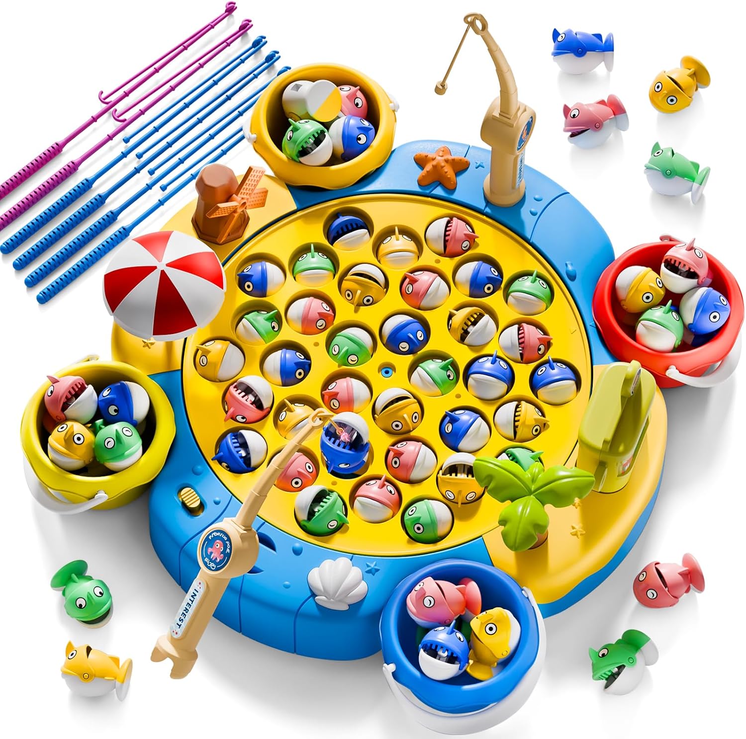 ORANGE OCEAN 66 PCS Magnetic Fishing Games for Kids Ages 4-8, Toddler Board Games for Kids 4-6 8-12, Toys for 3 4 5 6 Year Old Boys Girls, Ideas Birthday Gifts for Boys Girls 3-5 6-8