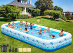 Extra Large Inflatable Swimming Pool – 165" x 76" x 22" Oversized Blow Up Pool for Adults, Big Family Backyard Pool with Pump, Thickened Kiddie Pool for Summer Water Party, Easy Set Up