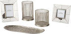 Signature Design by Ashley Dympna 5 Piece Home Décor Set with Tray, Candle Holder & Photo Frames, Silver Finish