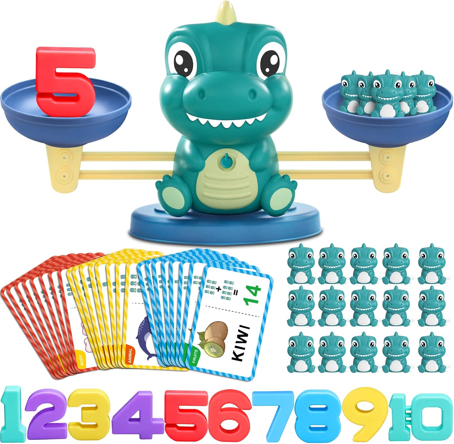 Kaodezhu Dinosaur Math Balance Toys, Montessori Toys for 3 Years Old Kids | Matching Letter, Learning and Educational Toys for Boys Girls - Birthday Gifts for 4 5 6 7 Year Old