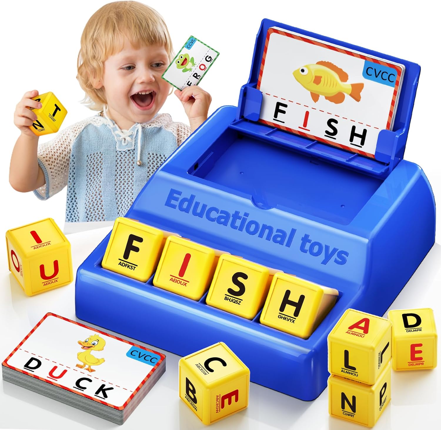 Montessori Matching Letter Game Toys for 3 4 5 Year Old Boy Girl Gifts Kids | Early Educational Learning Spelling Toys for Toddler, Preschool, Bigger Size, Storage Function, Christmas Birthday Gifts