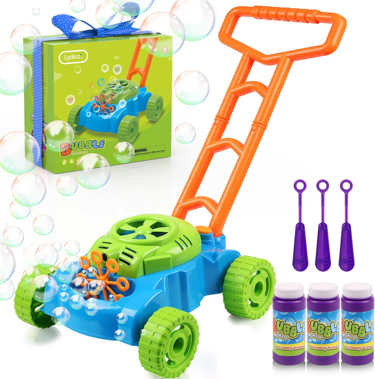 Lydaz Bubble Lawn Mower Toddler Toys, Bubble Machine Outdoor Garden Toys | Toddler Outdoor Toys for 1 2 Year Old Boy Birthday Gift, Summer Push Gardening Toys for Preschool Baby Boys