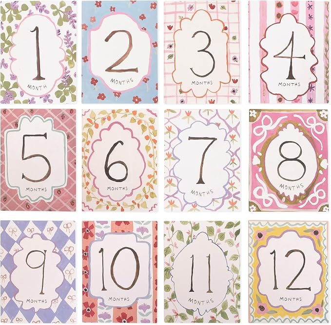 Baby Boy/Girl Monthly Milestone Cards,First Holiday,1st Year Month Photo | First Holiday Cards Baby Shower Newborn Photo Prop