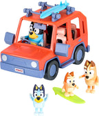 Bluey Heeler 4WD Family Toddler Toy Car, Pretend Play Toys, 4 Figures | Surfboards and sticker sheet, Bluey toy playset for kids ages 3+, Bluey and Bingo toys