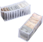 2 Pcs 11 Grids 7 Grids Underwear Drawer Organisers Sock Drawer Organizer Divider Underwear Storage Boxes Foldable Closet Dresser Drawer Organizer for Storing Socks