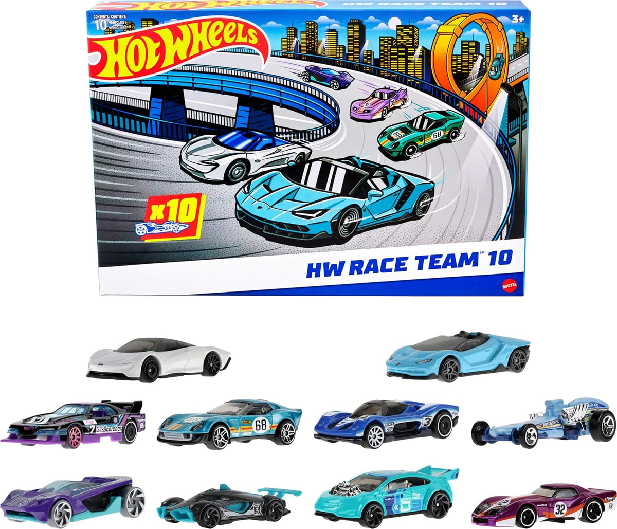 Hot Wheels 10-Pack of Toy Race Cars (Styles May Vary) | Set of 10 1:64 Scale Vehicles,Includes Hot Wheels Originals & Officially Licensed Cars