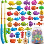 NIPLOOOW Pool Fishing Toys Games, Water Table Bathtub Toy with Inflatable Pool Pole Rod Net Plastic Floating Fish, Birthday Gifts for Kids Age 3 4 5 6 Year Old,Kids Outdoor Toys