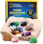 National Geographic Gemstone Dig Kit with 10 Real Gemstones for Kids | Amethyst, Quartz & Tiger's Eye, Gem Mining Activity, Excavation Tools, Rock Collection, Geology Science, Birthday Gift