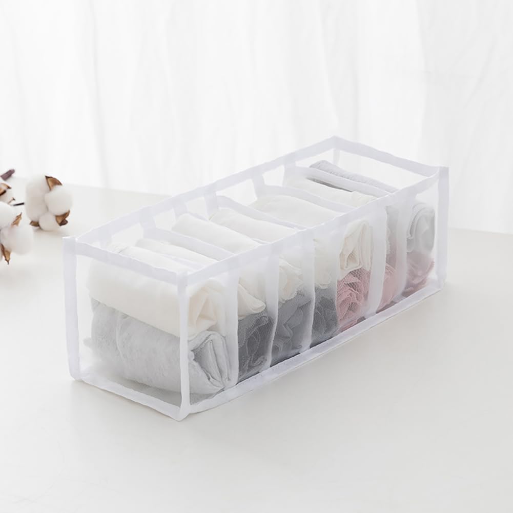 2 Pcs 11 Grids 7 Grids Underwear Drawer Organisers Sock Drawer Organizer Divider Underwear Storage Boxes Foldable Closet Dresser Drawer Organizer for Storing Socks