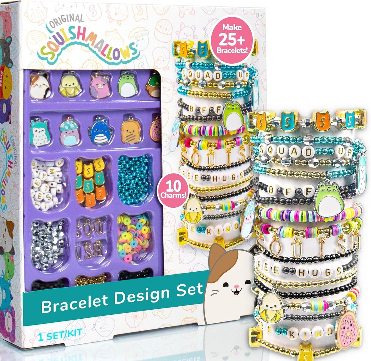 Horizon Group USA Jewelry Making Kit, Squishmallows Bracelets | Bracelet and Accessories Design Set, Cute DIY Beading and Jewelry, Includes String, Beads, and Charms,