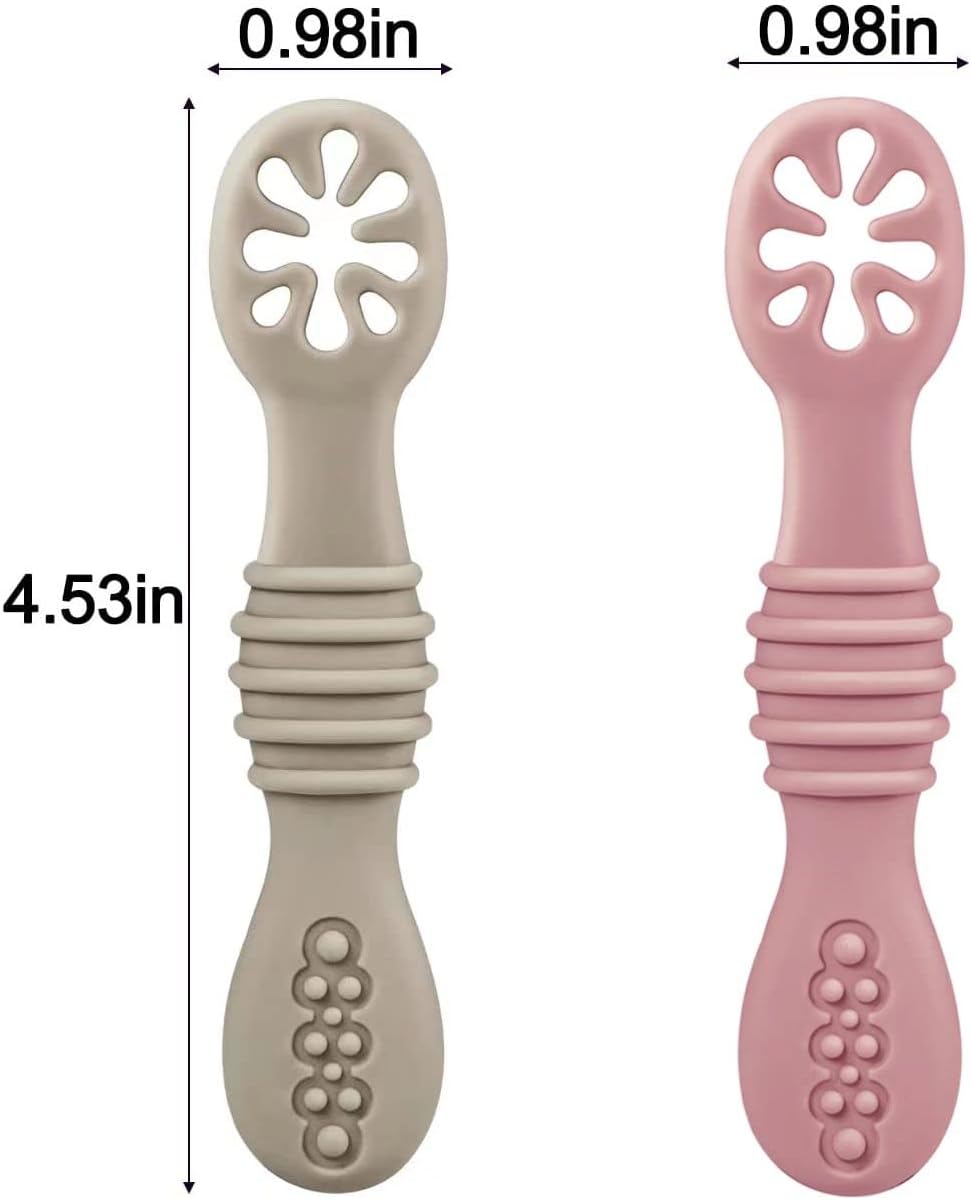 PandaEar 7 Pack Silicone Baby Feeding Spoon, Baby Led Weaning Supplies | Toddler Infant Feeding Spoon First Stage, BPA Free