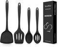 4 Pcs Silicone Kitchen Utensils Set, Wok Spatulas-Slotted Turner-Cooking Spoon-Slotted Spoon, Nonstick BPA Free High Heat Resistant Cooking Utensils for Frying, Mixing, Serving, Draining, Stirring