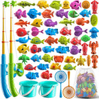 NIPLOOOW Pool Fishing Toys Games, Water Table Bathtub Toy with Inflatable Pool Pole Rod Net Plastic Floating Fish, Birthday Gifts for Kids Age 3 4 5 6 Year Old,Kids Outdoor Toys