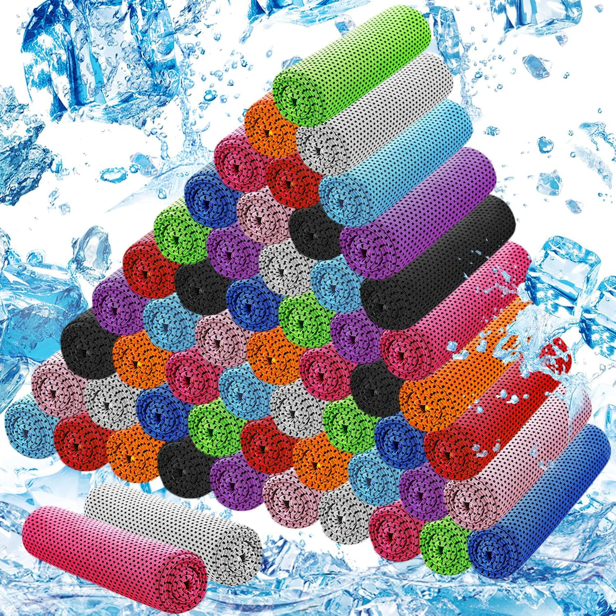 30Pack Cooling Towels for Neck and Face (40"x12"), Ice Microfiber Cooling Towels Bulk for Workout Chill Sweat Towels Cooling Neck Wraps for Gym Yoga Golf Running Sport