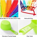 12 Piece Measuring Cups and Spoons Set, Colored Kitchen Measure Tools, Durable Nesting Cups and Spoons for Dry and Liquid, Dishwasher Safe