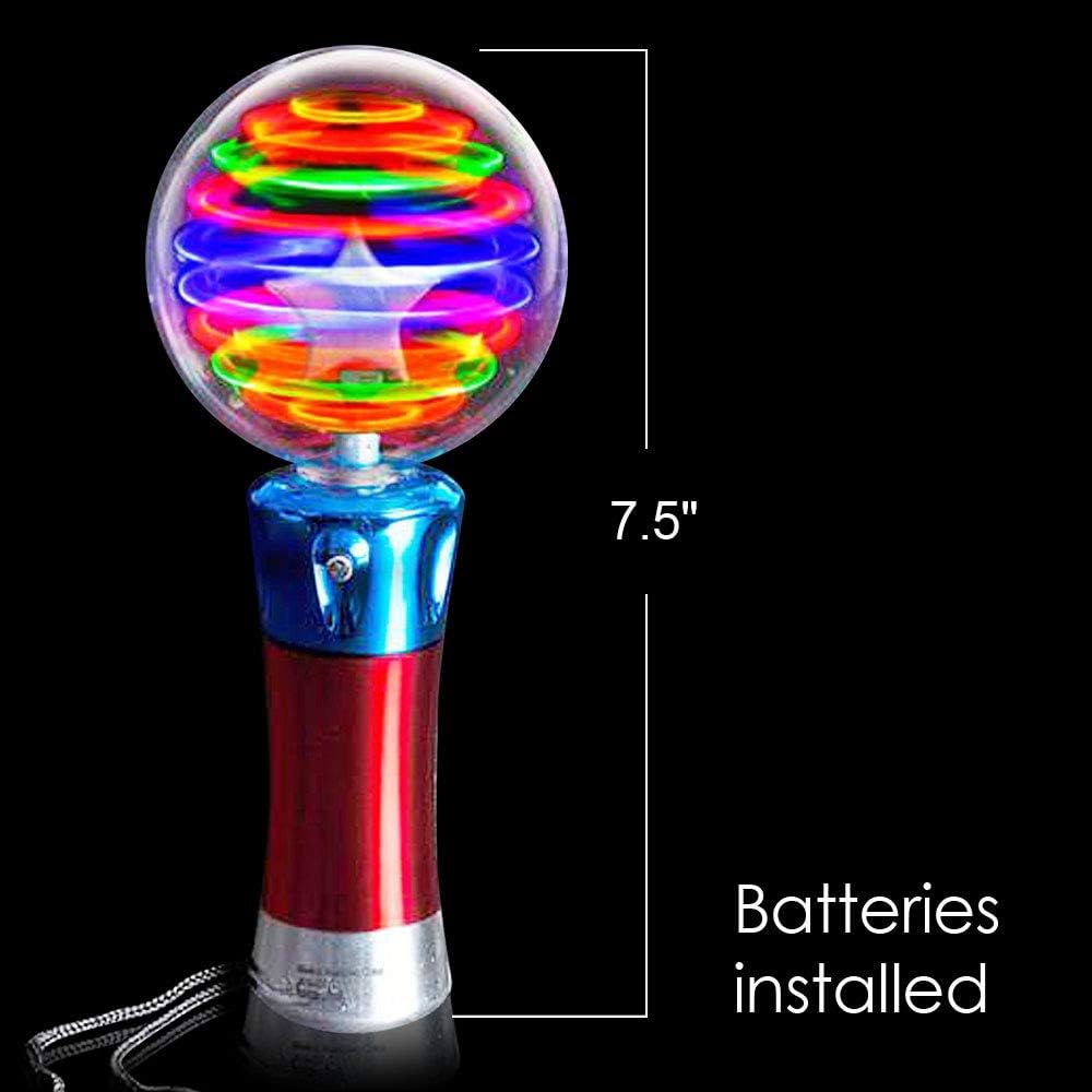 ArtCreativity Spinning Light Up Toy Wand, Autism Sensory Spinner Kids Gift | Visual Stimming Calming Spin Toy, Cause and Effect Sensory Play, Autistic Boys Girls, Ages 3+, 7.5in, 3 AA Included