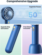 Warmco Mini Portable Fan 2-Pack - 3 Speed Rechargeable Handheld & Desk Fan with Base, Compact Cooling for Travel, Makeup, Summer Gift (Blue & Pink) | 2 Pack Blue Pink, 3 Speeds, Handheld Desk Use, Detachable Base, Summer Gift