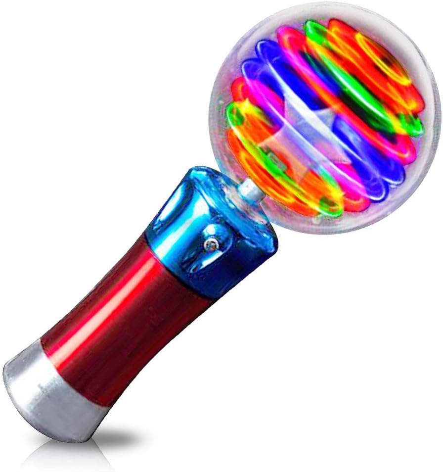 ArtCreativity Spinning Light Up Toy Wand, Autism Sensory Spinner Kids Gift | Visual Stimming Calming Spin Toy, Cause and Effect Sensory Play, Autistic Boys Girls, Ages 3+, 7.5in, 3 AA Included