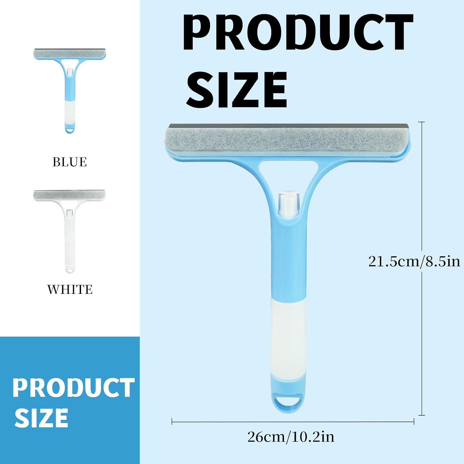 3 in 1 Window Cleaning Scraper,All-Purpose Spray Window Squeegee Cleaner Tool,for Glass Doors for Windows Glass, Mirrors Scraper, Brush
