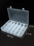 UHOUSE 2 PCS Clear Plastic Organizer Box，18 Grids Bead Storage Bins | 18 Grids Bead Organizer with Adjustable Dividers, Jewelry Storage Box, Small Clear Storage Bins, Lightweight Craft Organizer