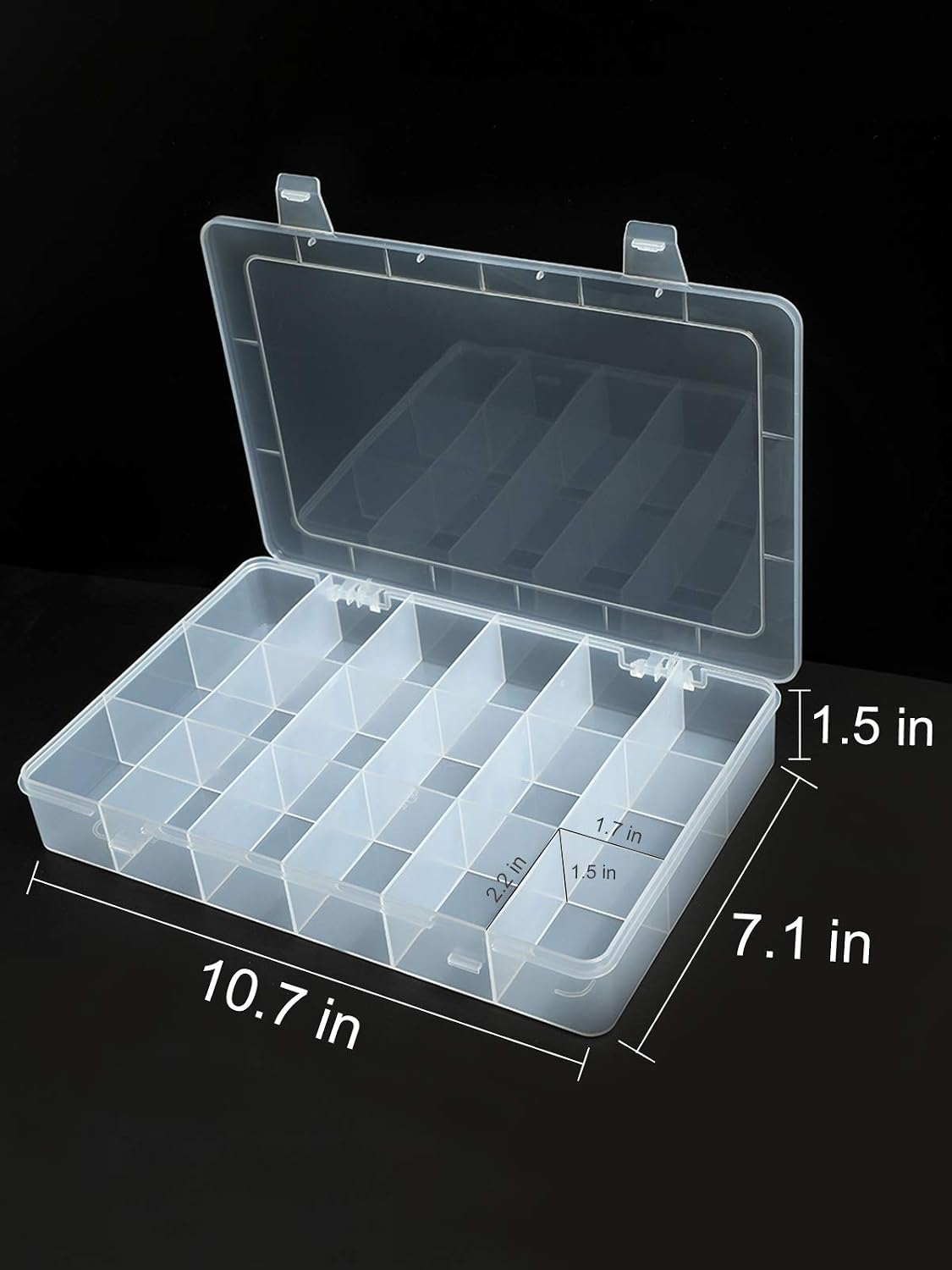 UHOUSE 2 PCS Clear Plastic Organizer Box，18 Grids Bead Storage Bins | 18 Grids Bead Organizer with Adjustable Dividers, Jewelry Storage Box, Small Clear Storage Bins, Lightweight Craft Organizer