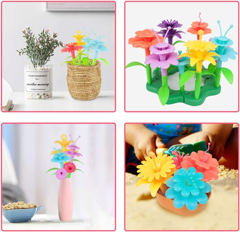 CENOVE Birthday Toys Gift for 3 4 5 6 7 Year Old Girls and Boys,Flower Garden Building Toy with Carry Box, STEM Toys for Preschool Children Educational Activity Toys