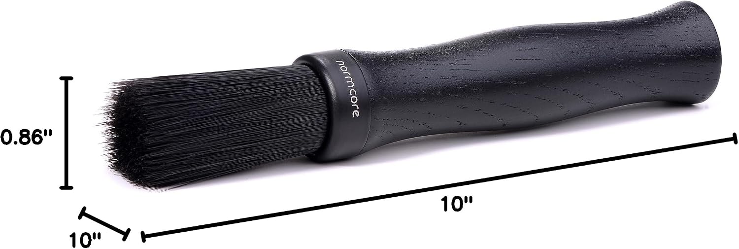 Normcore Barista Brush - Coffee Grounds Cleaning Brush - Natural Black Stained Oak Wood Handle Coffee Brush - Espresso Machine Cleaning Brush