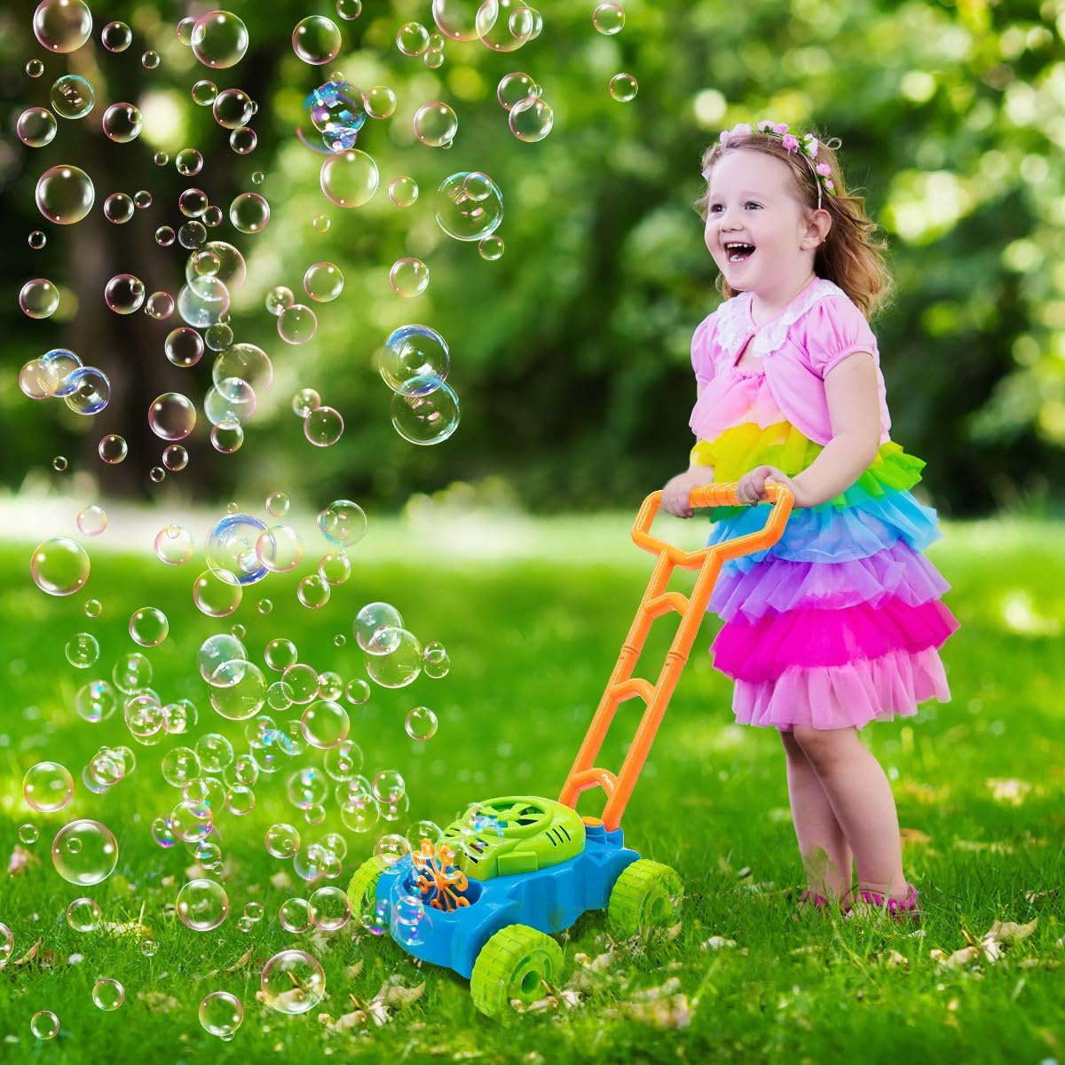 Lydaz Bubble Lawn Mower Toddler Toys, Bubble Machine Outdoor Garden Toys | Toddler Outdoor Toys for 1 2 Year Old Boy Birthday Gift, Summer Push Gardening Toys for Preschool Baby Boys