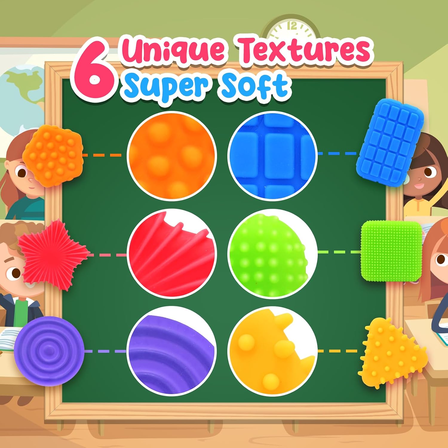 Squishy Sensory Toys for Kids Toddlers: Soft Textured Fidget Toy for Autism | Sensory Fidget Toys for ADHD Children Special Needs, Stress Calming Toy Desk, Baby Stocking Stuffer Squeeze Toy for Autism