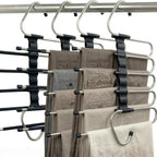 Magic Pants Hangers Space Saving - 2 Pack for Closet Multiple Layers Multifunctional Uses Rack Organizer for Trousers Scarves Slack (2 Pack with 10 Metal Clips)