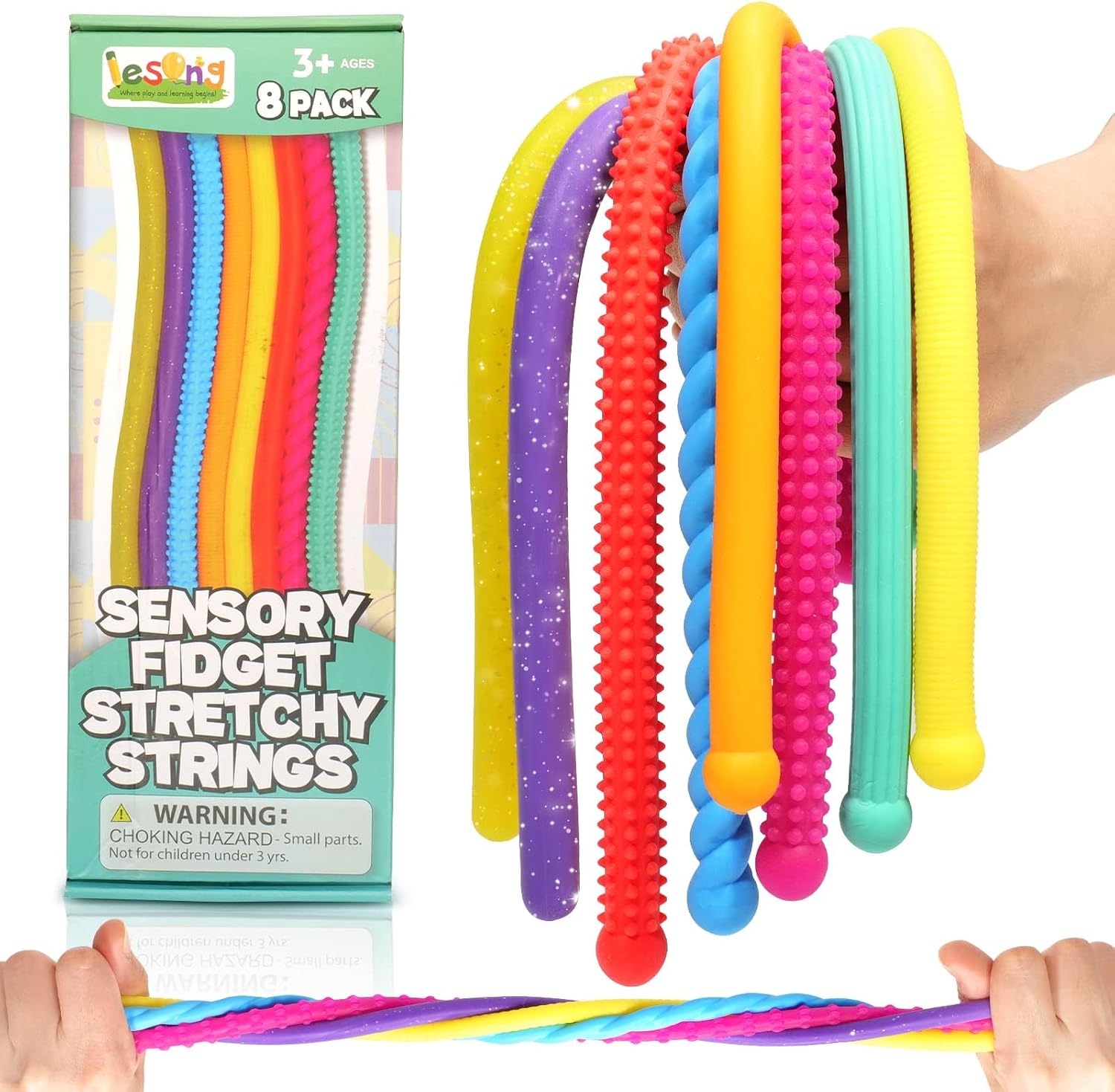 Sensory Autism Toys for Kids - Textured Stretchy Fidget Toys for Stress - Sensory Toys Special Needs for Autistic Toddlers Boys Girls Stocking Stuffers Gifts, Treasure Prizes Classroom - 8 Pack
