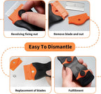Razor Blade Scraper Tool Set, 4 Pack Paint Scrapers with 30 Plastic & 30 Metal Blades, Safe Non-Scratch Glass Scraper for Stickers & Paint