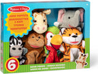 Melissa & Doug Safari Buddies Hand Puppets, Set of 6 (Elephant, Tiger, Parrot, Giraffe, Monkey, Zebra) Soft, Plush Puppet, Stuffed Animals, Pretend Play Toddler Toys for Girls & Boys
