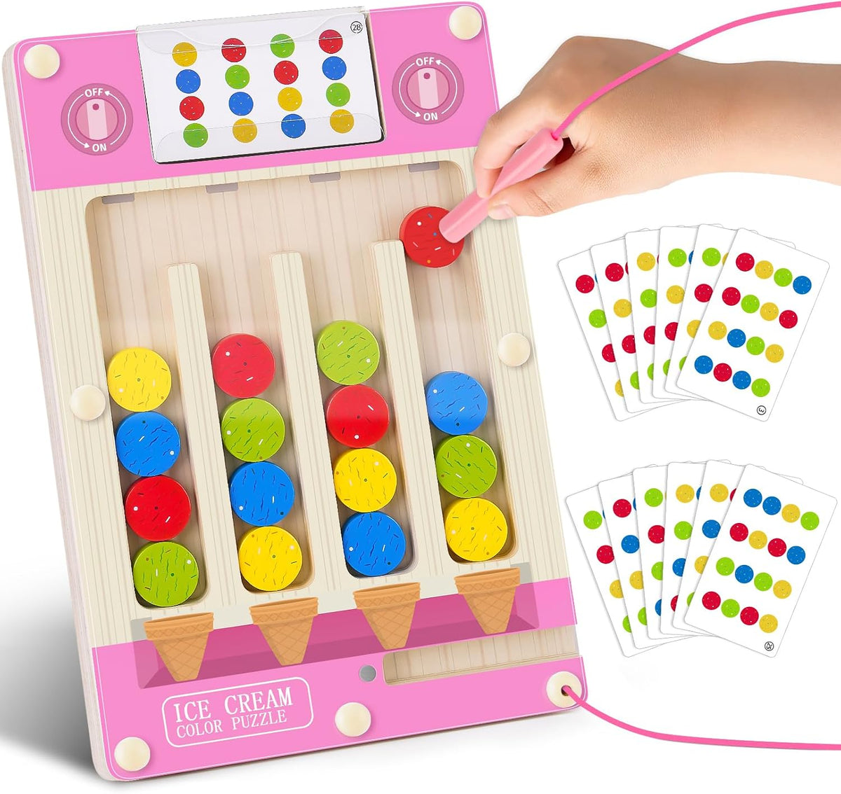 3 4 5 Year Old Boy Birthday Gift, Kids Magnetic Color Matching Puzzle Board | Montessori Toys for 3-5 Year Old Boys, Kids Autism Sensory Travel Toy for Plane, Wooden Maze Game for Girls Boy Brain Teaser
