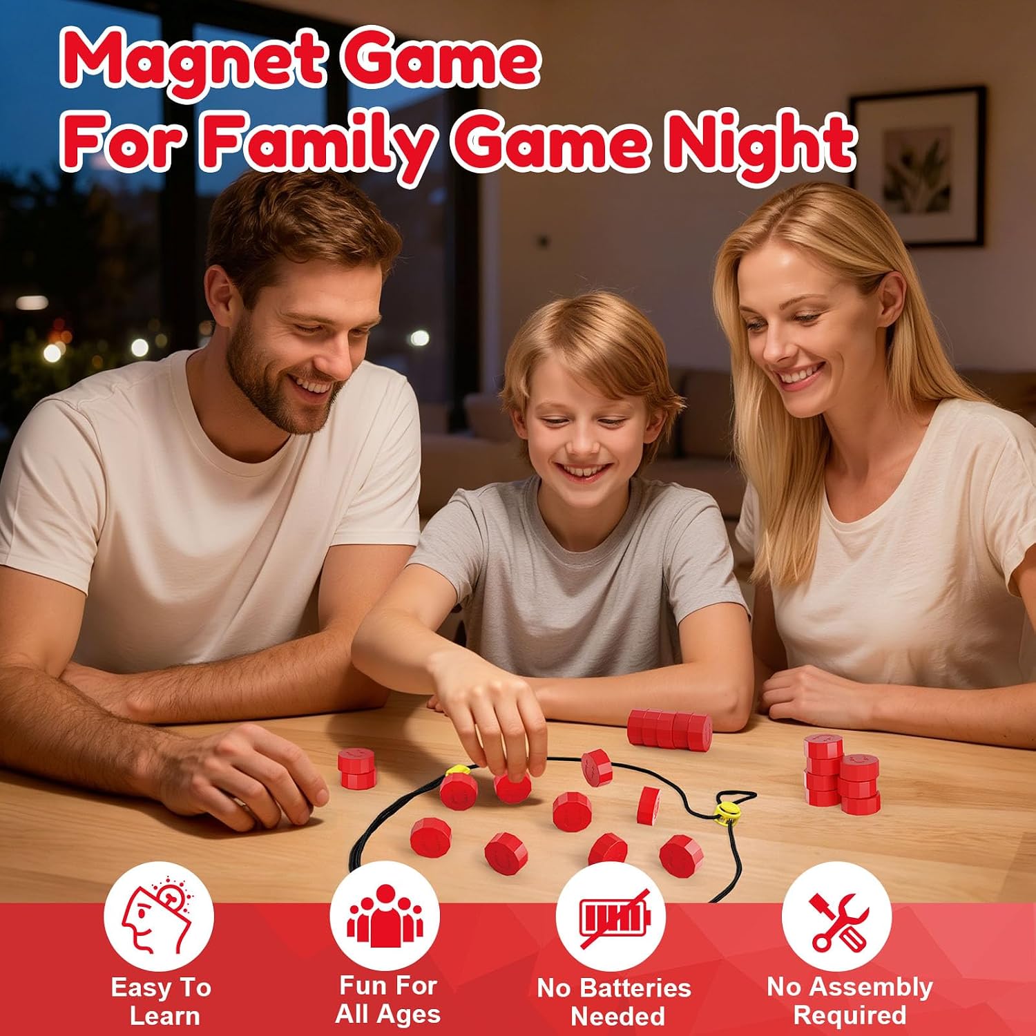 Magnet Game, Magnetic Game with String, Board Games for Adults and Kids 8-12, Portable Strategy Family Game for All Ages, Christmas Birthday Gifts for Kids, Fidget Toys for Family Travel & Game Night