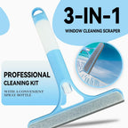 3 in 1 Window Cleaning Scraper,All-Purpose Spray Window Squeegee Cleaner Tool,for Glass Doors for Windows Glass, Mirrors Scraper, Brush