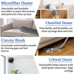 Dusters for Cleaning,9Pcs Feather Duster with Extension Pole Up to 100'',Bendable Extendable Long Feather Duster for Cleaning Fan,High Ceiling,Blinds,Furniture,Cars