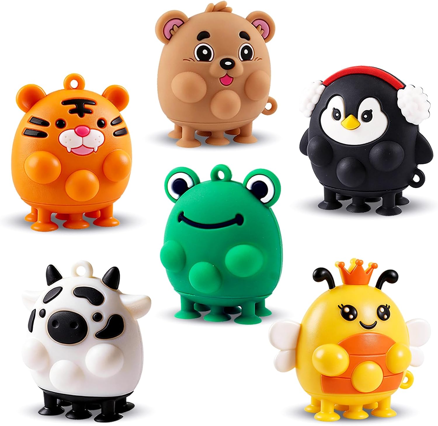 12 PCS Animal Pop Suction Fidgets Toys, Travel Toys for Airplane Car Activities Essential, Party Favors for Kids, Goodie Bags Stuffers for Kids, Bath Toys, Birthday Gifts for Boy Girls